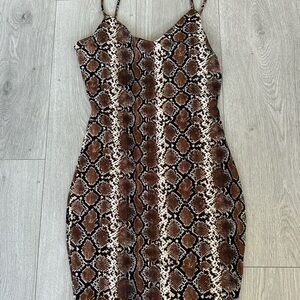 Fashion Nova Brown Snake Print Dress